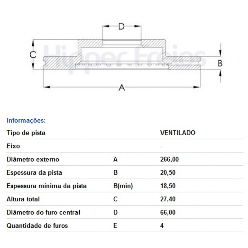 Disco De Freio Dianteiro 206/306/405/partner Hipperfreios