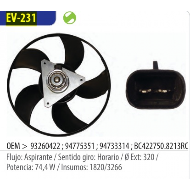 Eletroventilador Palio/fiorino/siena Omer