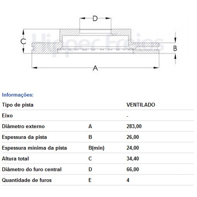 Disco De Freio Dianteiro C4/c5/2008/208 Hipperfreios