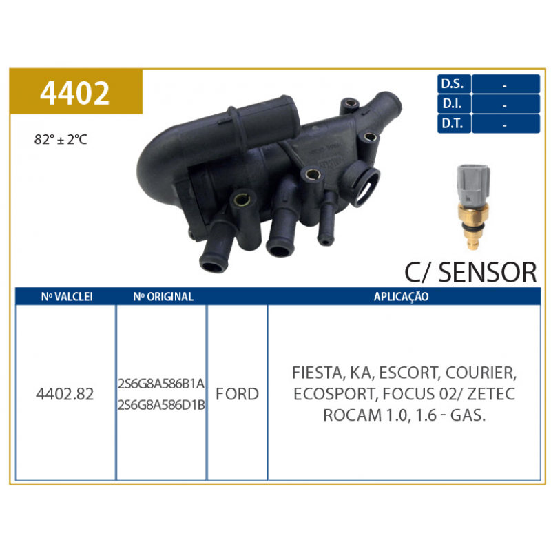 Carcaca Da Valvula Termostatica Courier/ecosport/fiesta (com Sensor) Valclei