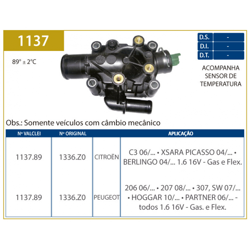 Carcaca Da Valvula Termostatica C3/c4/206 Valclei