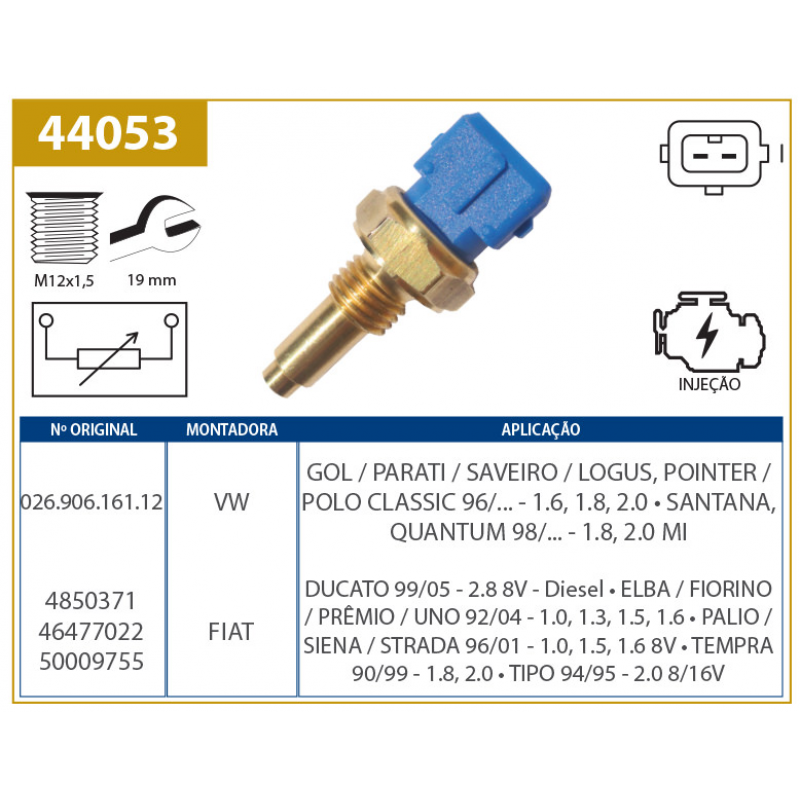 Sensor De Temperatura Do Painel Palio/uno/ducato Valclei