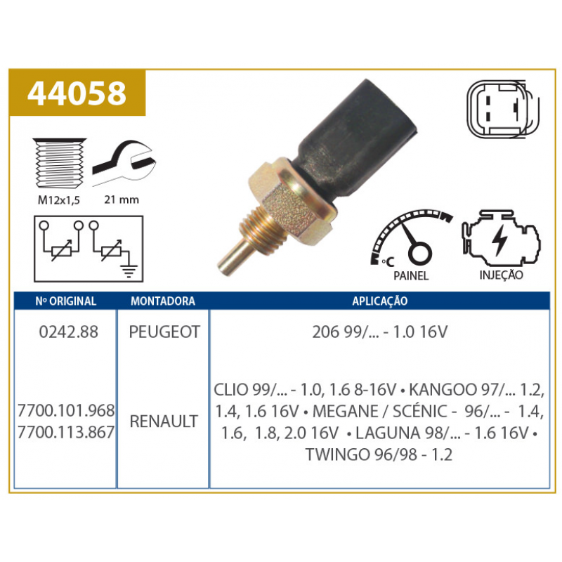 Sensor De Temperatura Do Painel Clio/206/march Valclei