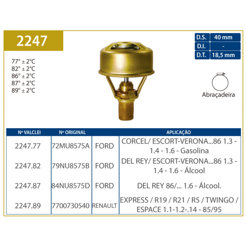 Valvula Termostatica Del Rey/r19/escort Valclei