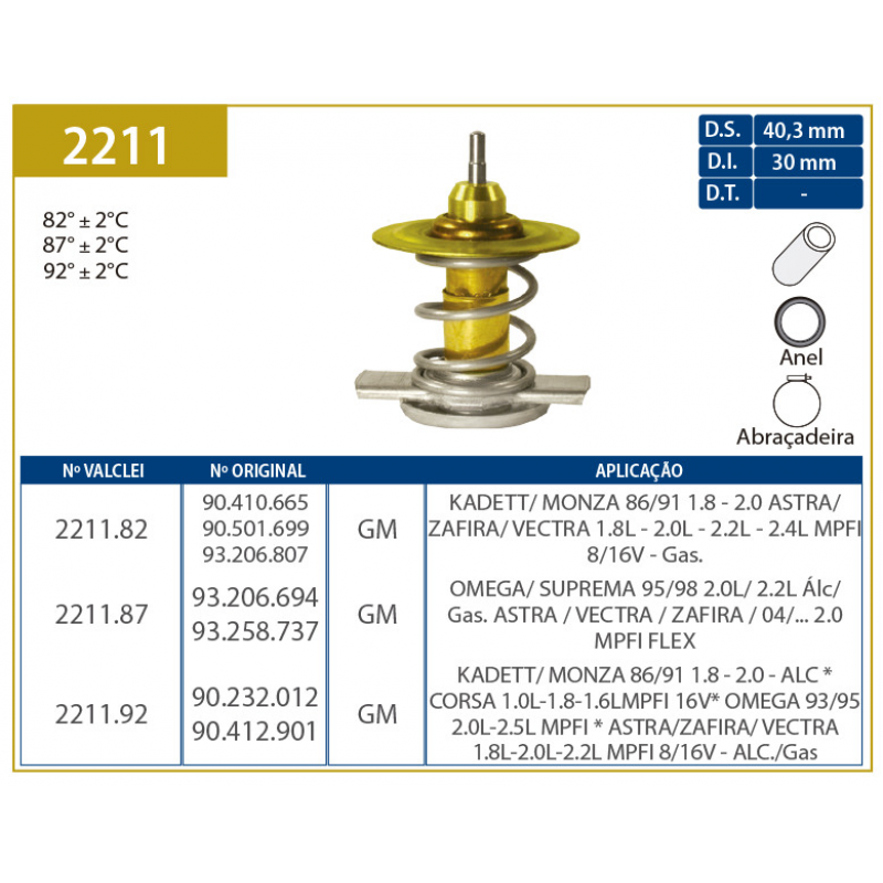 Valvula Termostatica Monza/vectra/s10 Valclei