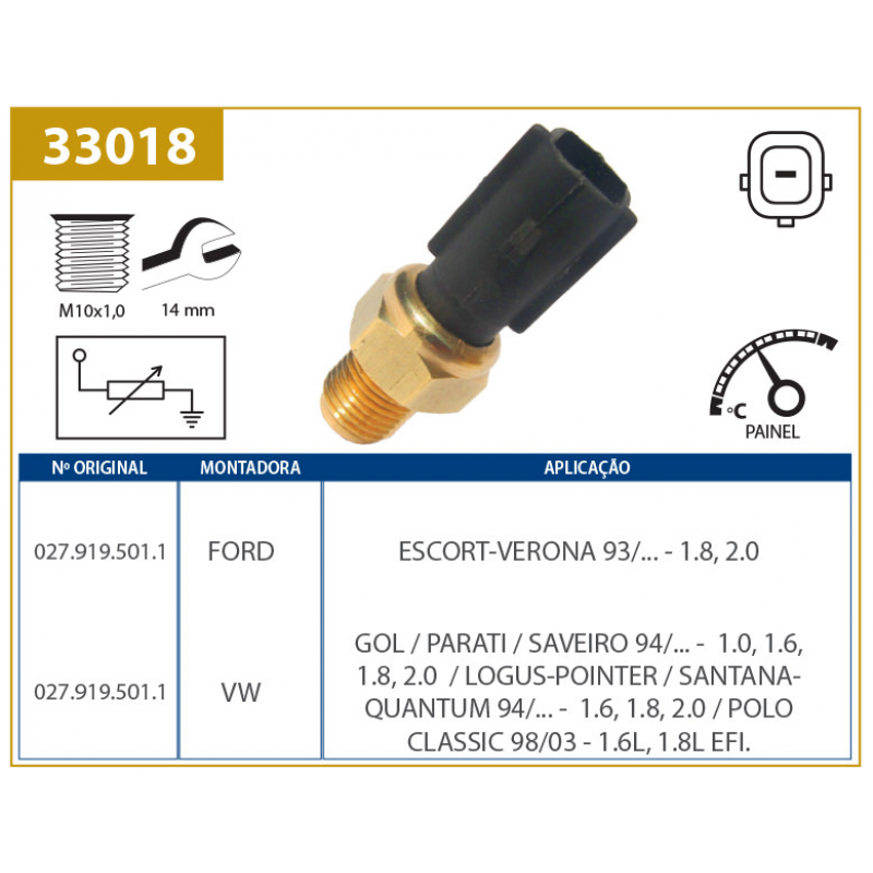 Sensor De Temperatura De Painel Gol/parati/escort Valclei