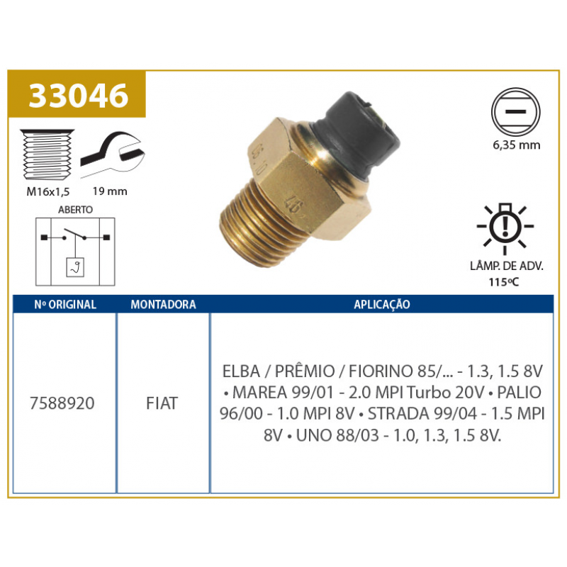 Sensor De Temperatura Do Painel Palio/uno Valclei