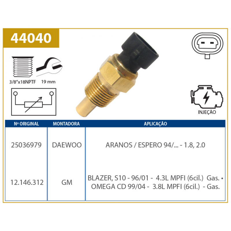 Sensor De Temperatura Do Painel Omega/blazer/s10 Valclei