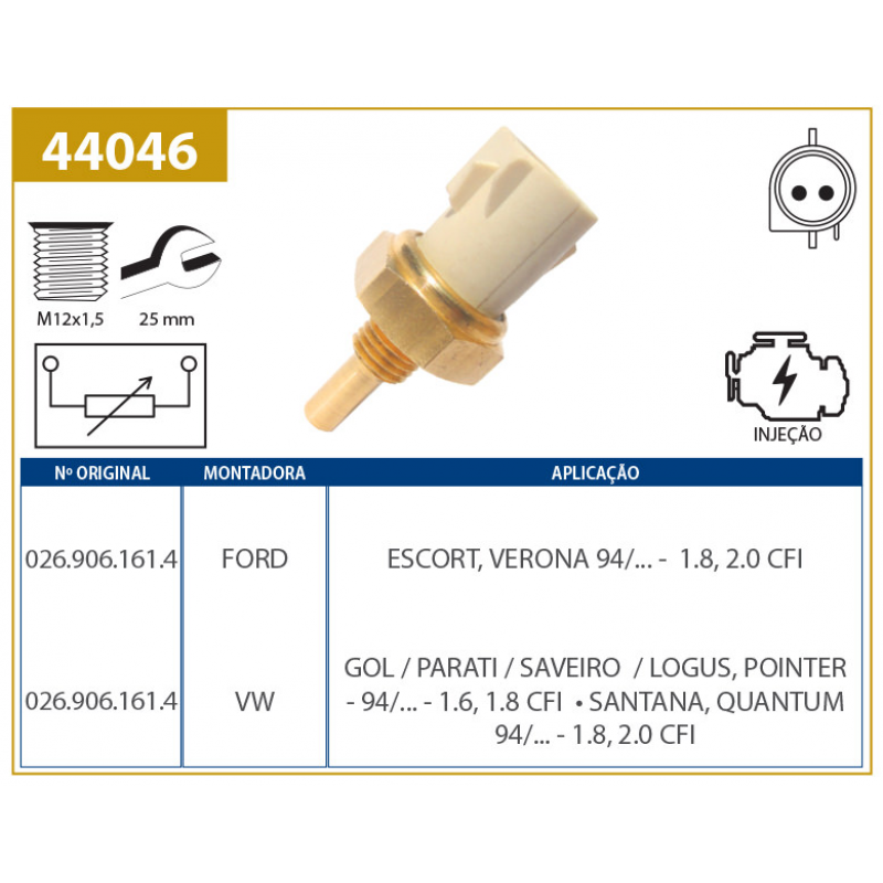 Sensor De Temperatura Do Painel Escort/gol/santana Valclei