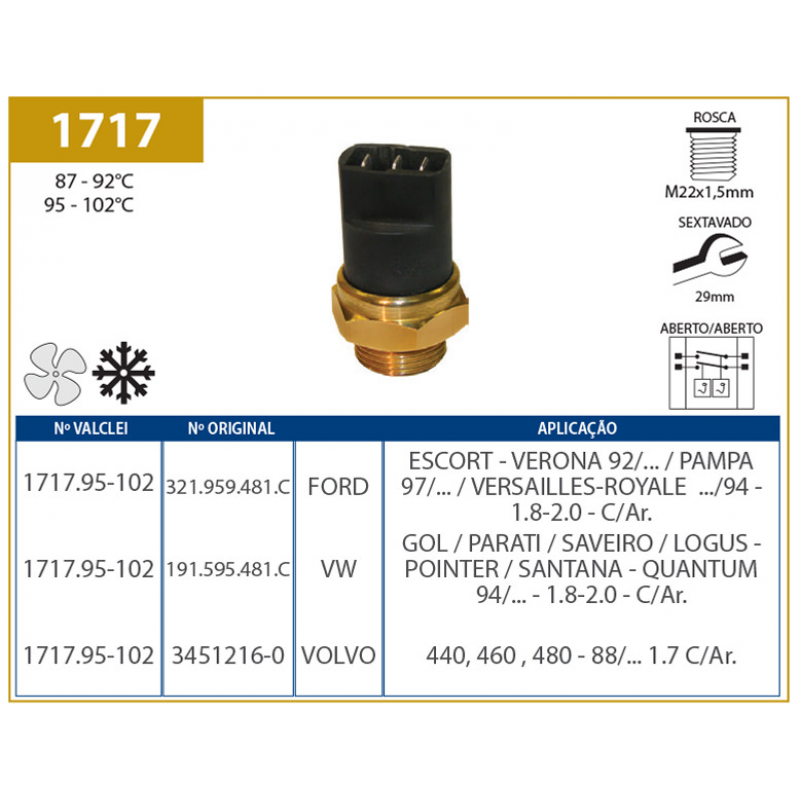 Interruptor De Radiador Escort/pampa/gol Valclei