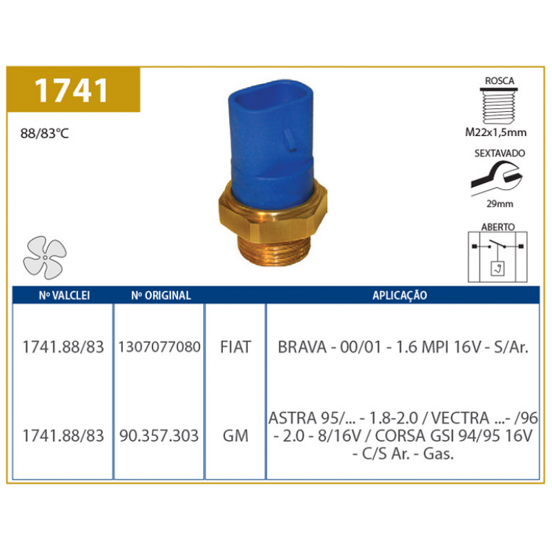 Sensor De Radiador Brava/astra/vectra Valclei