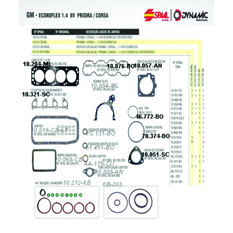 Jogo Junta Cabecote Agile/corsa/meriva/montana/prisma Spaal