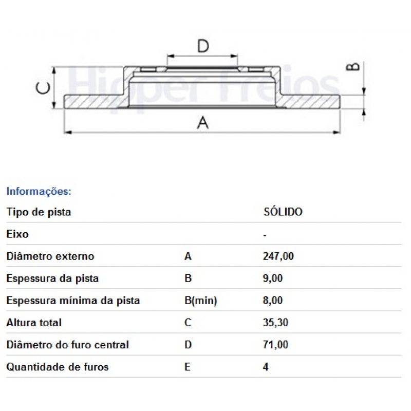 Disco De Freio Traseiro Berlingo/c3/307 Hipperfreios