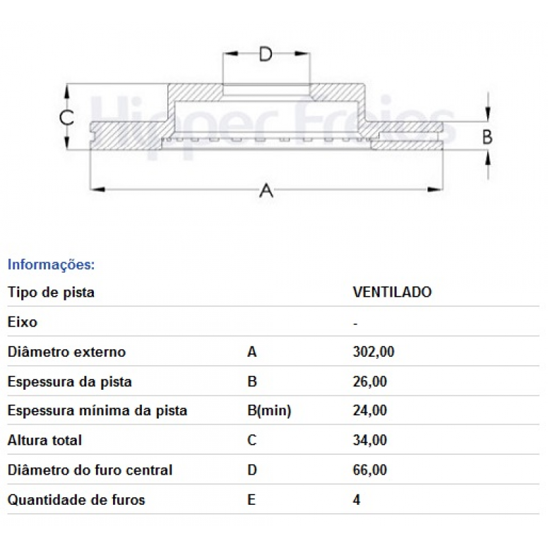 Disco De Freio Dianteiro C4/ds4/308/408 Hipperfreios