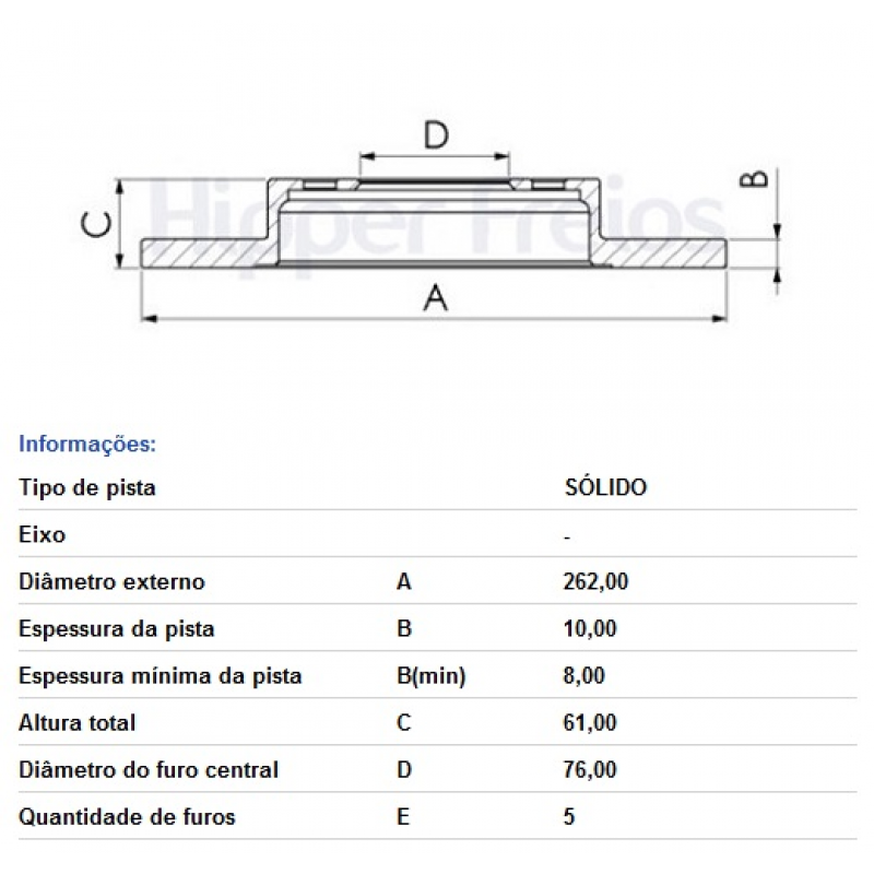 Disco De Freio Traseiro I30/ix35/tucson/sportage Hipperfreios