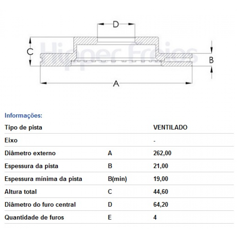 Disco De Freio Dianteiro Integra/city/civic/fit Hipperfreios