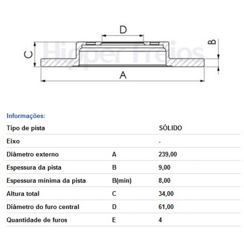 Disco De Freio Traseiro City/fit Hipperfreios
