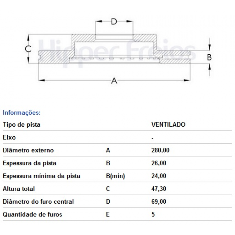 Disco De Freio Dianteiro I30/ix35/spotage Hipperfreios