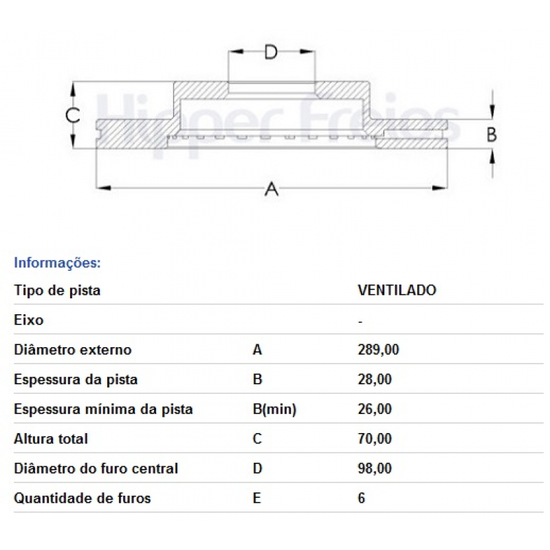 Disco De Freio Dianteiro Ranger/b2600/bt50 Hipperfreios