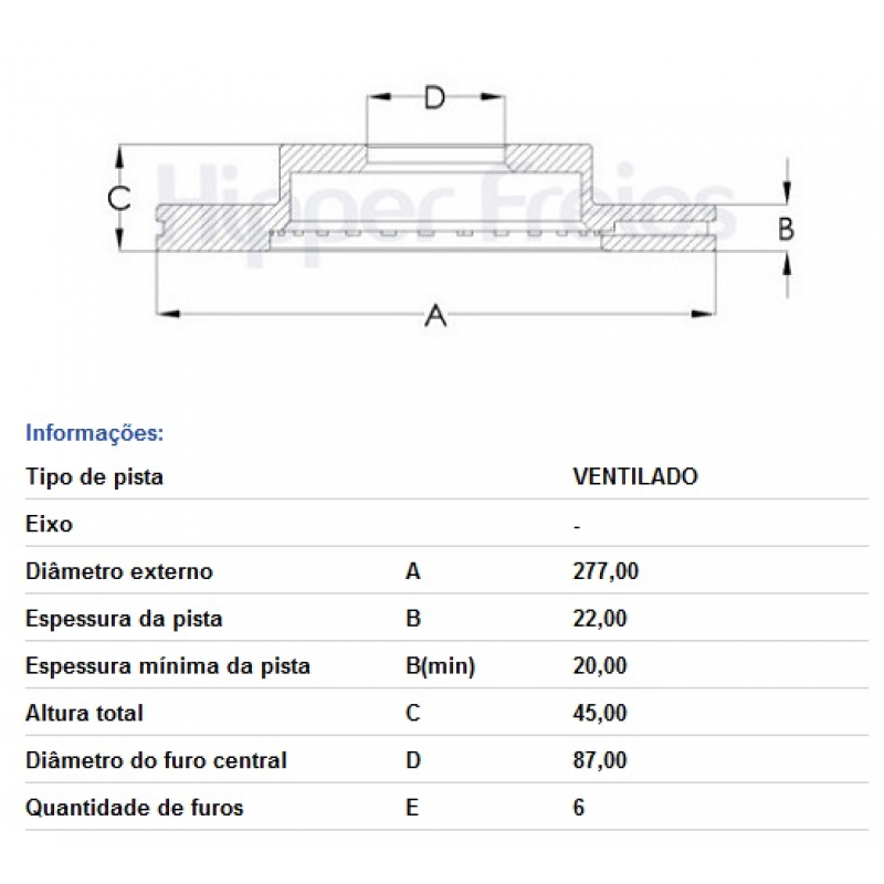 Disco De Freio Dianteiro L200/pajero Hipperfreios