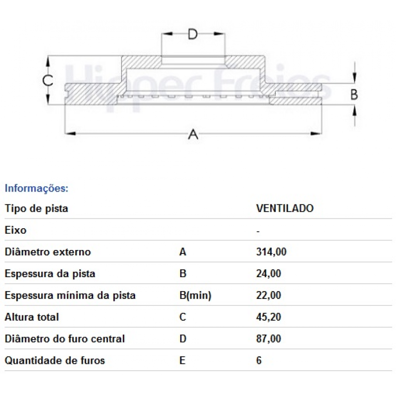 Disco De Freio Dianteiro L200/pajero Hipperfreios