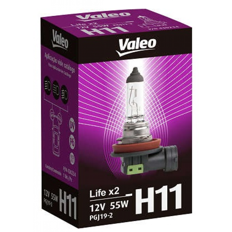 Lampada H11 Life X 2 12v 55w Valeo