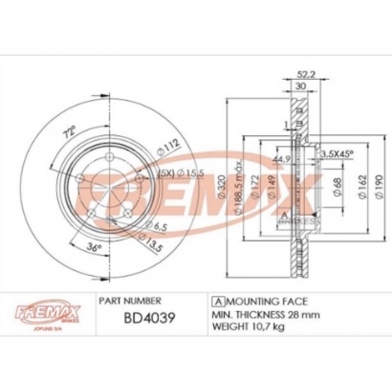 Disco De Freio Dianteiro A4/a5/q5 Fremax