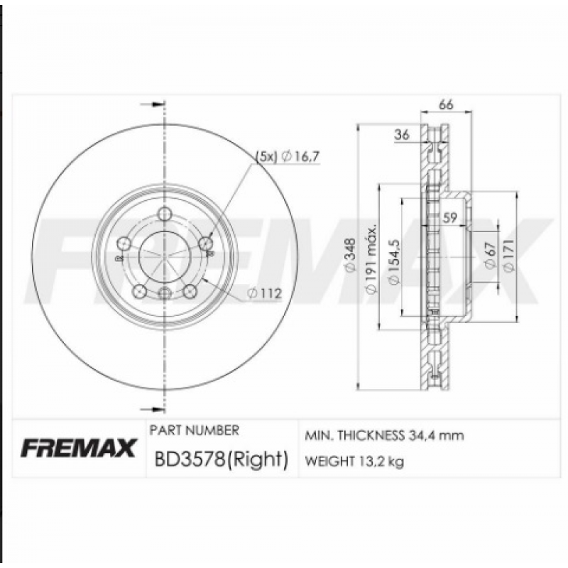 Disco De Freio Dianteiro X4/x5/serie8 (direito) Fremax