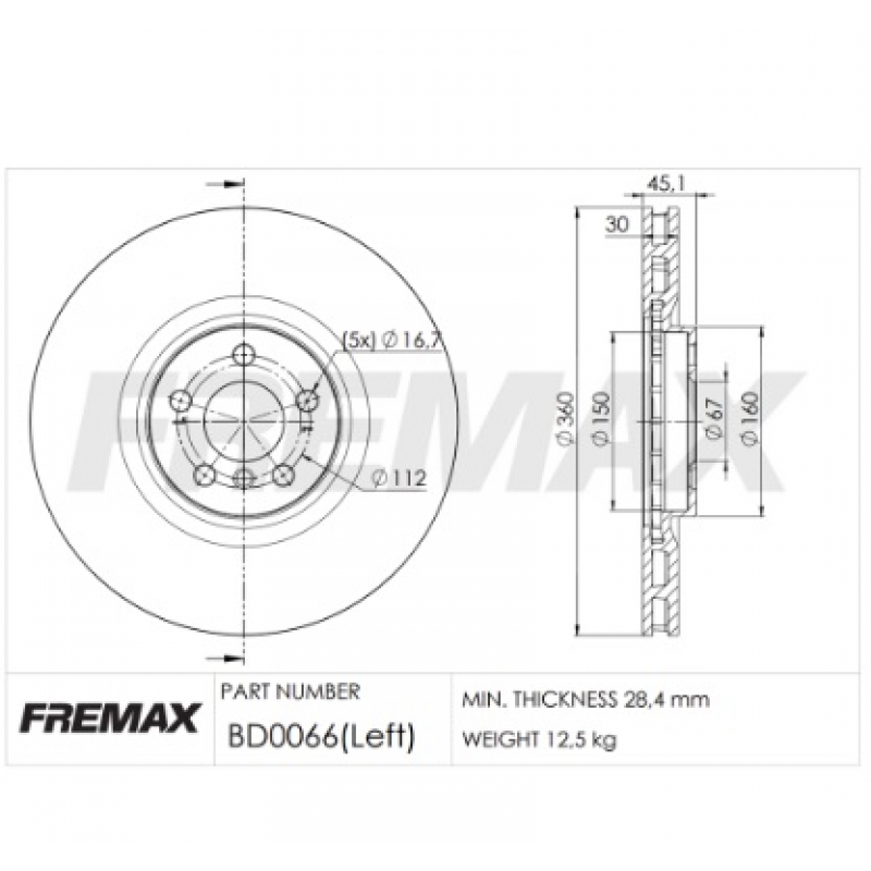 Disco De Freio Dianteiro Serie 1/x2/clubman (esquerdo) Fremax