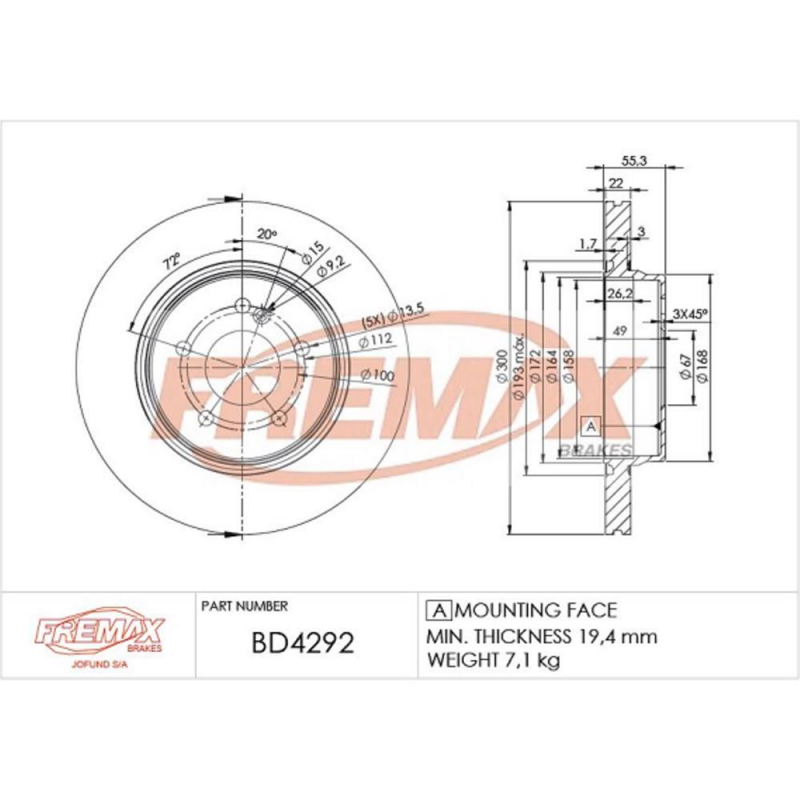 PAR DISCO DE FREIO TRASEIRO MERCEDES C43/C55/CLK500